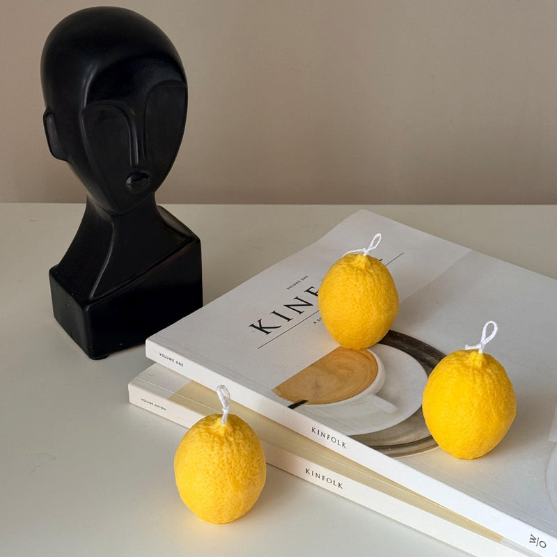 Lemon Shaped Soy Wax Candle: Vegan Minimalist Decor-4