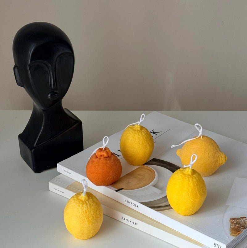 Lemon Shaped Soy Wax Candle: Vegan Minimalist Decor-6
