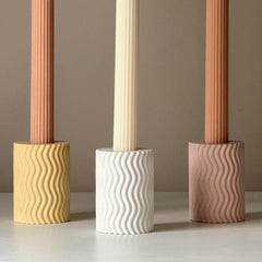 Sculptural Wave Candle Holder, Minimalist Jesmonite Decor-3