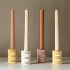 Sculptural Wave Candle Holder, Minimalist Jesmonite Decor-1