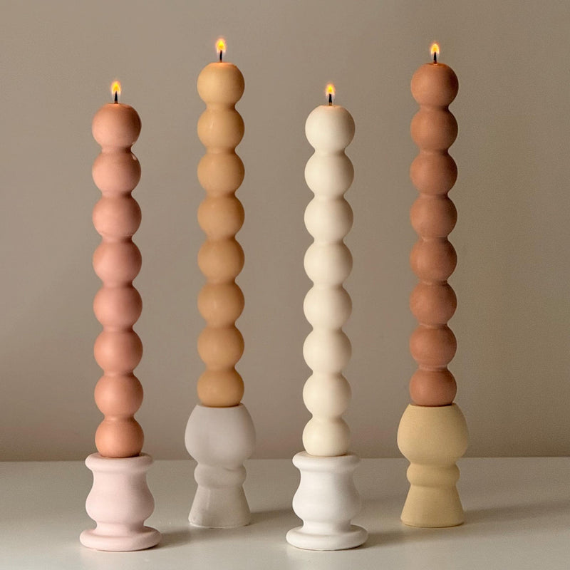 Bubble Column Taper Candle: Handmade Soy Dinner Candle-1