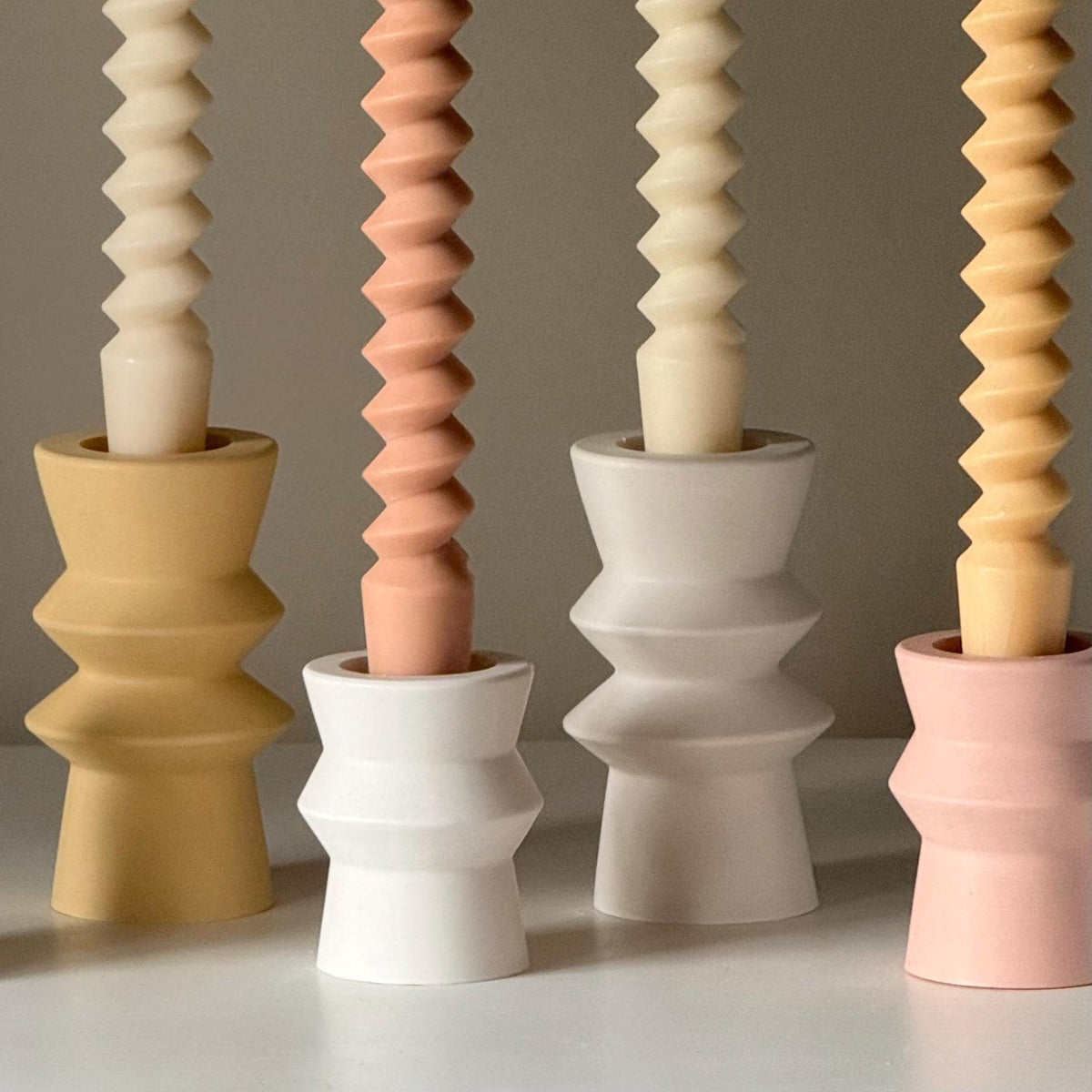 Spiral Column Taper Candle: Handmade Soy Dinner Candle-2