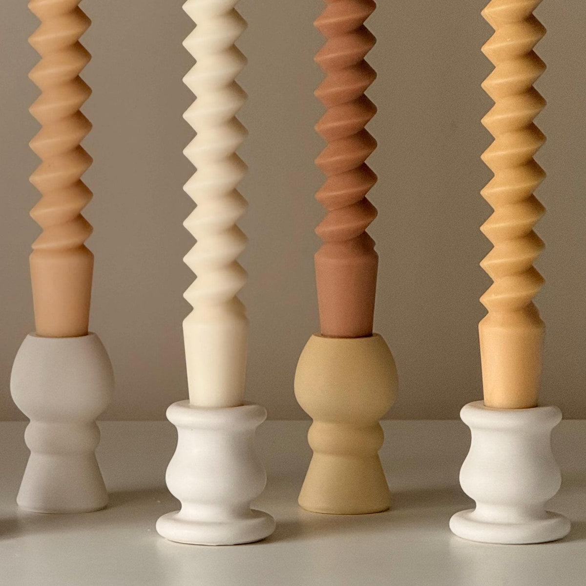 Spiral Column Taper Candle: Handmade Soy Dinner Candle-4
