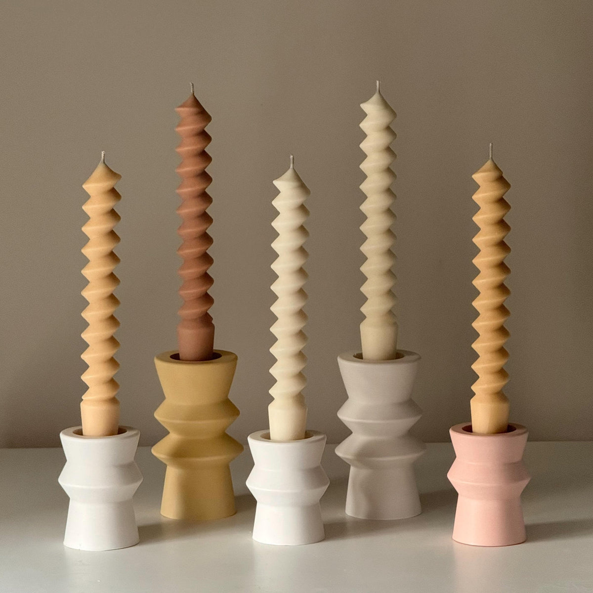 Spiral Column Taper Candle: Handmade Soy Dinner Candle-1