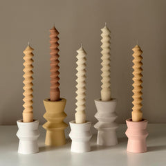 Spiral Column Taper Candle: Handmade Soy Dinner Candle-1