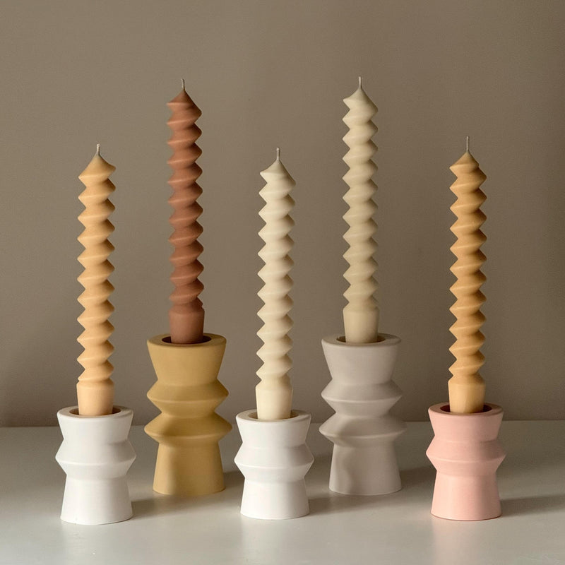 Spiral Column Taper Candle: Handmade Soy Dinner Candle-1