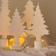 Winter Tree Silhouette Taper Candles Set, Minimalist Holiday & Nordic Winter Decor-2