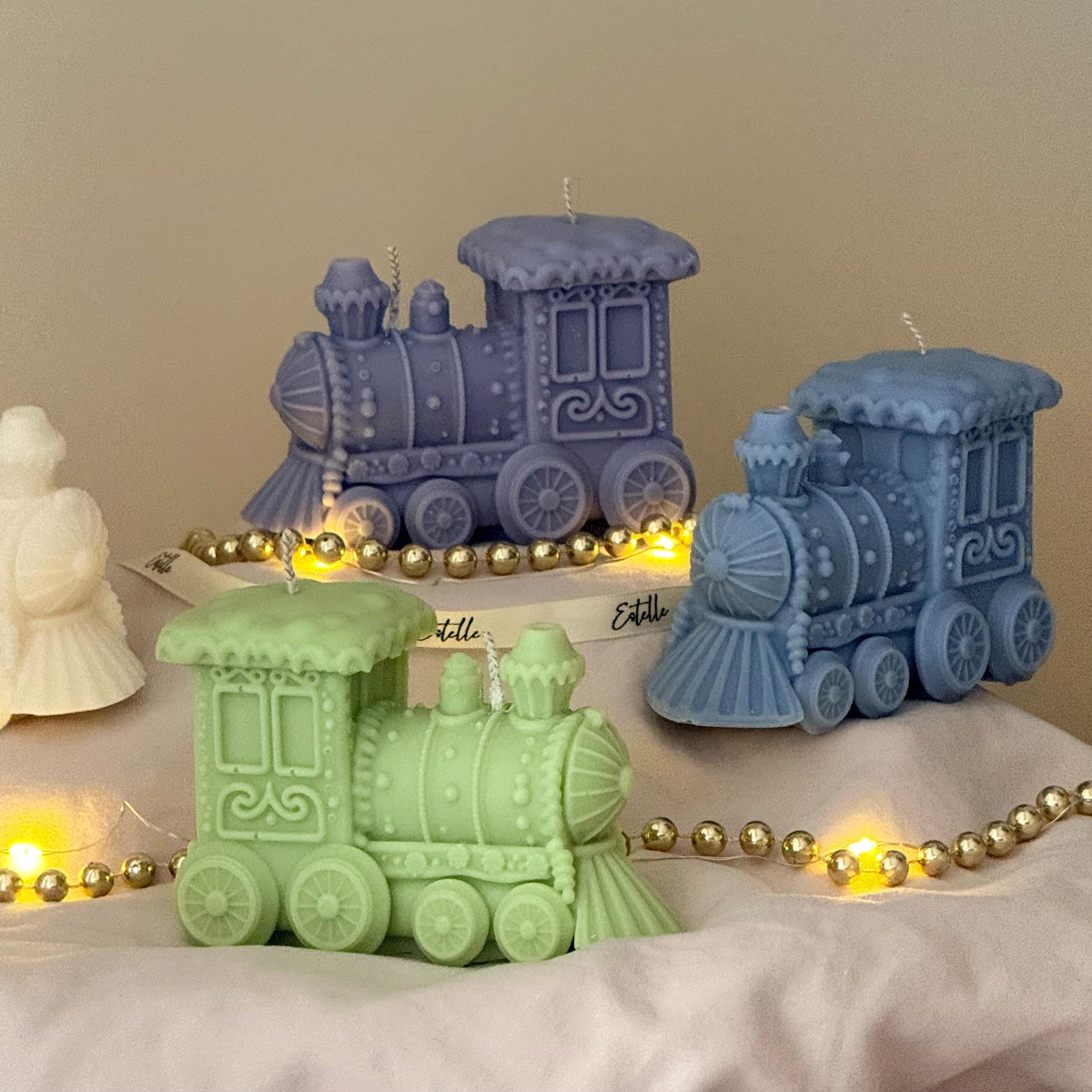 Holiday Train Candle: Sculptural Winter Decor Gift-3