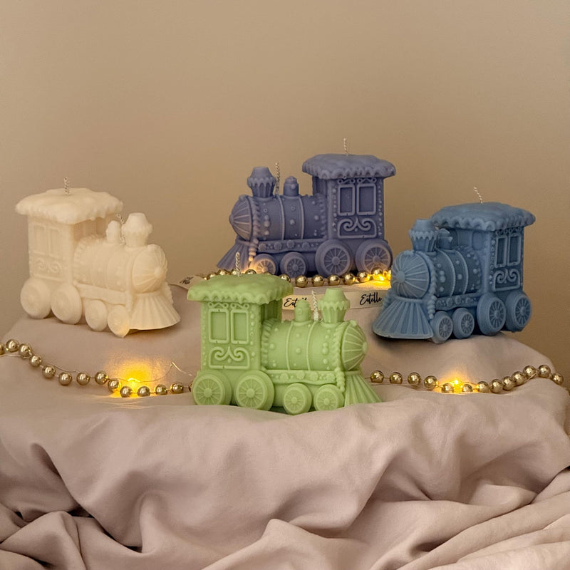 Holiday Train Candle: Sculptural Winter Decor Gift-1