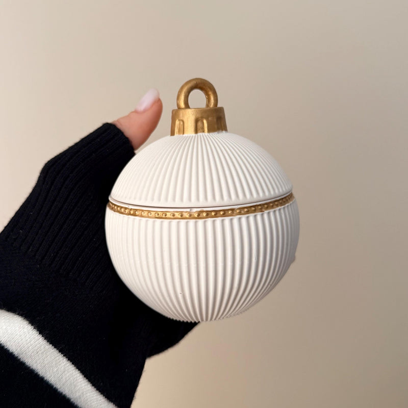 Winter Ornament Bauble Candle – Sculptural Holiday Decor, Handcrafted Soy Wax Candle-6