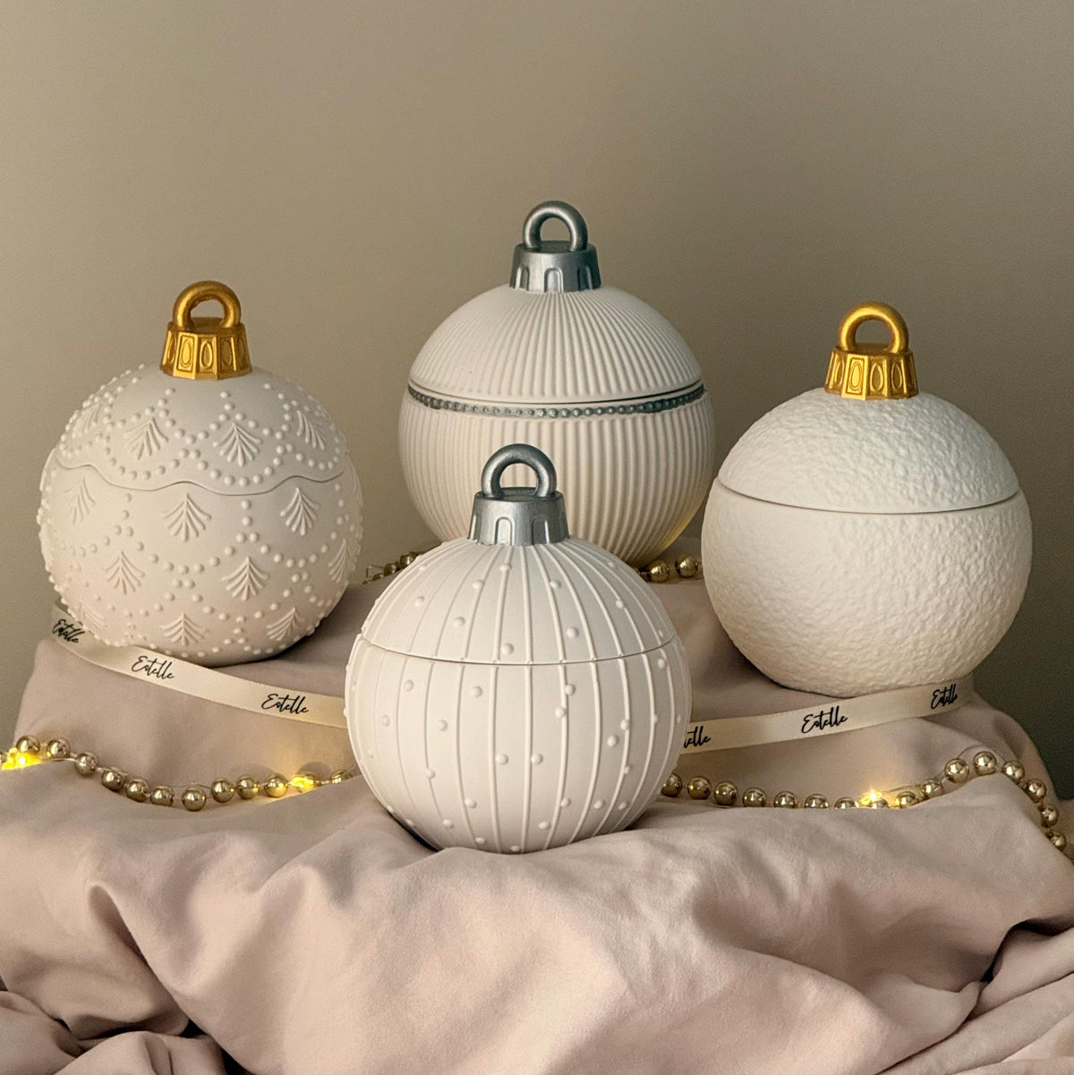 Huge Winter Ornament Bauble Candle – Sculptural Holiday Decor, Handcrafted Soy Wax Candle-2