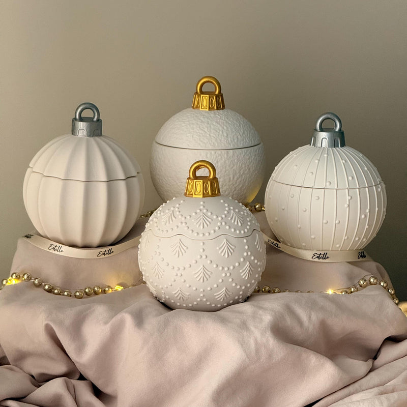 Huge Winter Ornament Bauble Candle – Sculptural Holiday Decor, Handcrafted Soy Wax Candle-1