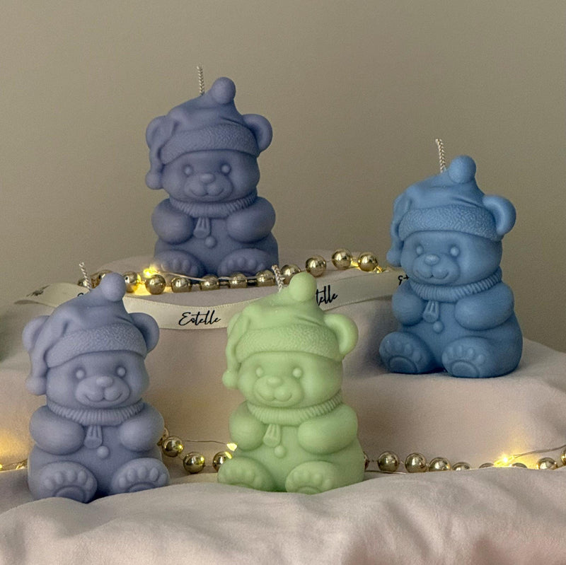 Tiny Christmas Bear Candle, Cozy Winter Holiday Accent-2
