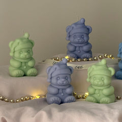 Tiny Christmas Bear Candle, Cozy Winter Holiday Accent-3
