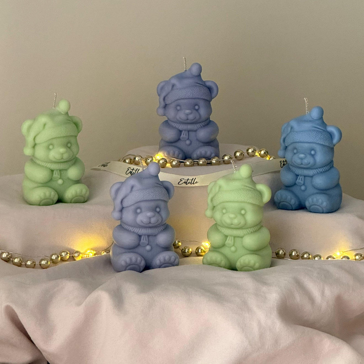 Tiny Christmas Bear Candle, Cozy Winter Holiday Accent-1