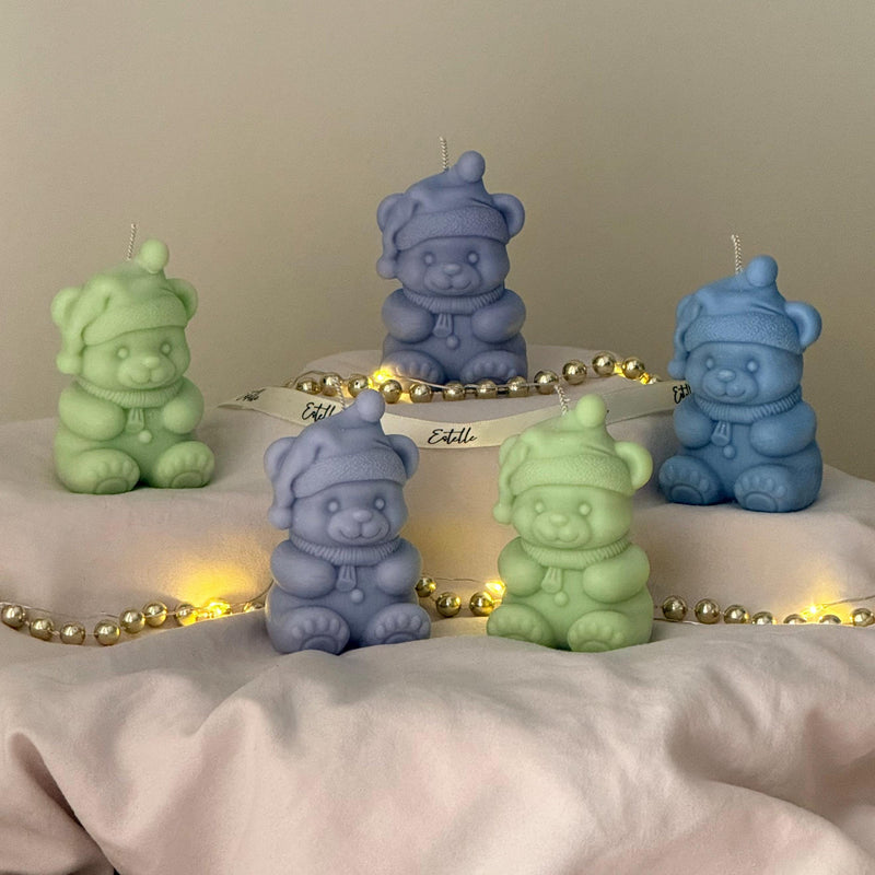 Tiny Christmas Bear Candle, Cozy Winter Holiday Accent-4