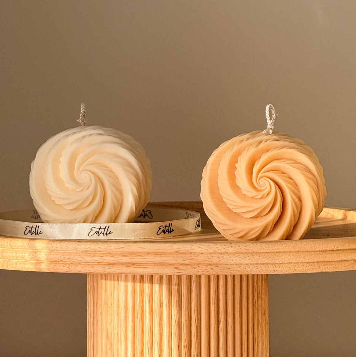 Ribbed Swirl Ball Candle| Trendy Handmade Decoration-1