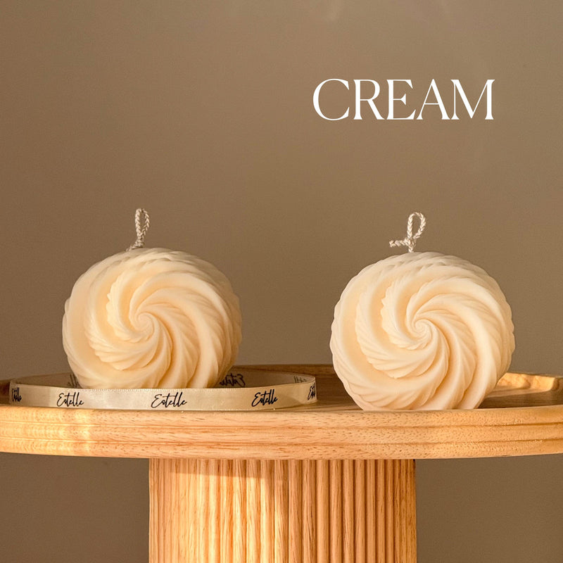 Ribbed Swirl Ball Candle| Trendy Handmade Decoration-3