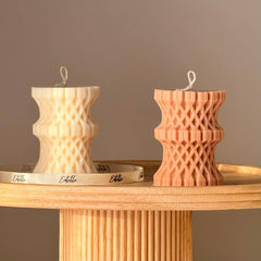 Woven Column Candle| Handcrafted Sculptural Candle| Modern Home Decor-1