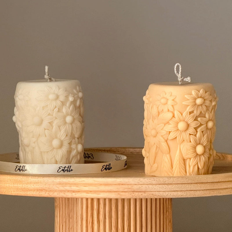 Flower Pillar Candle | Sculptural Garden House Warming Gift-1