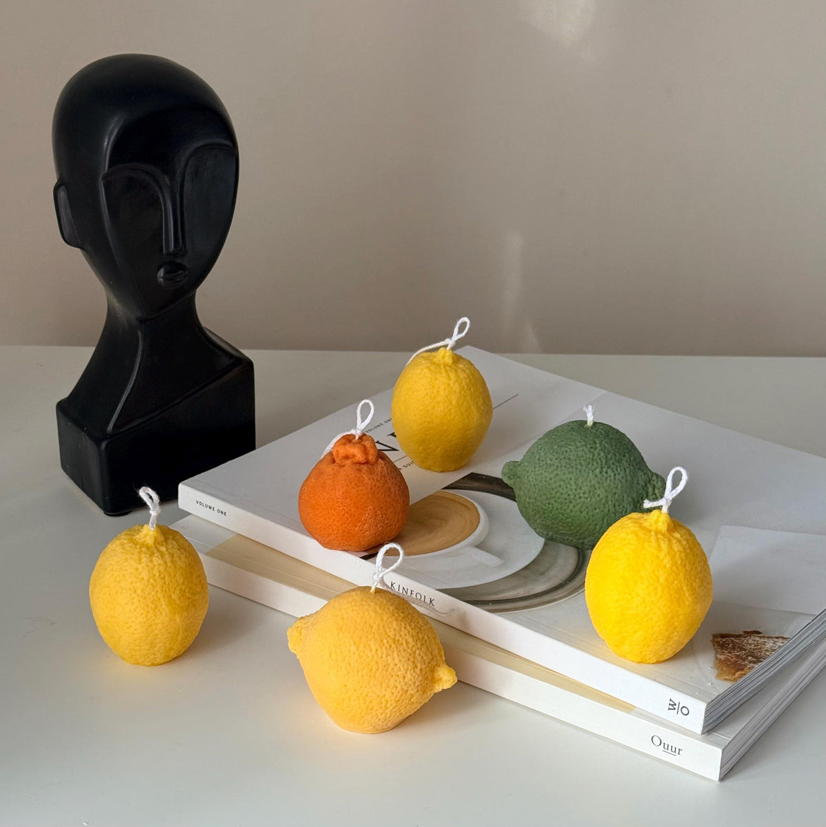 Lemon Shaped Soy Wax Candle: Vegan Minimalist Decor-2