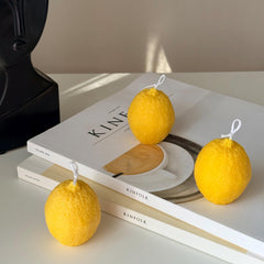 Lemon Shaped Soy Wax Candle: Vegan Minimalist Decor-1