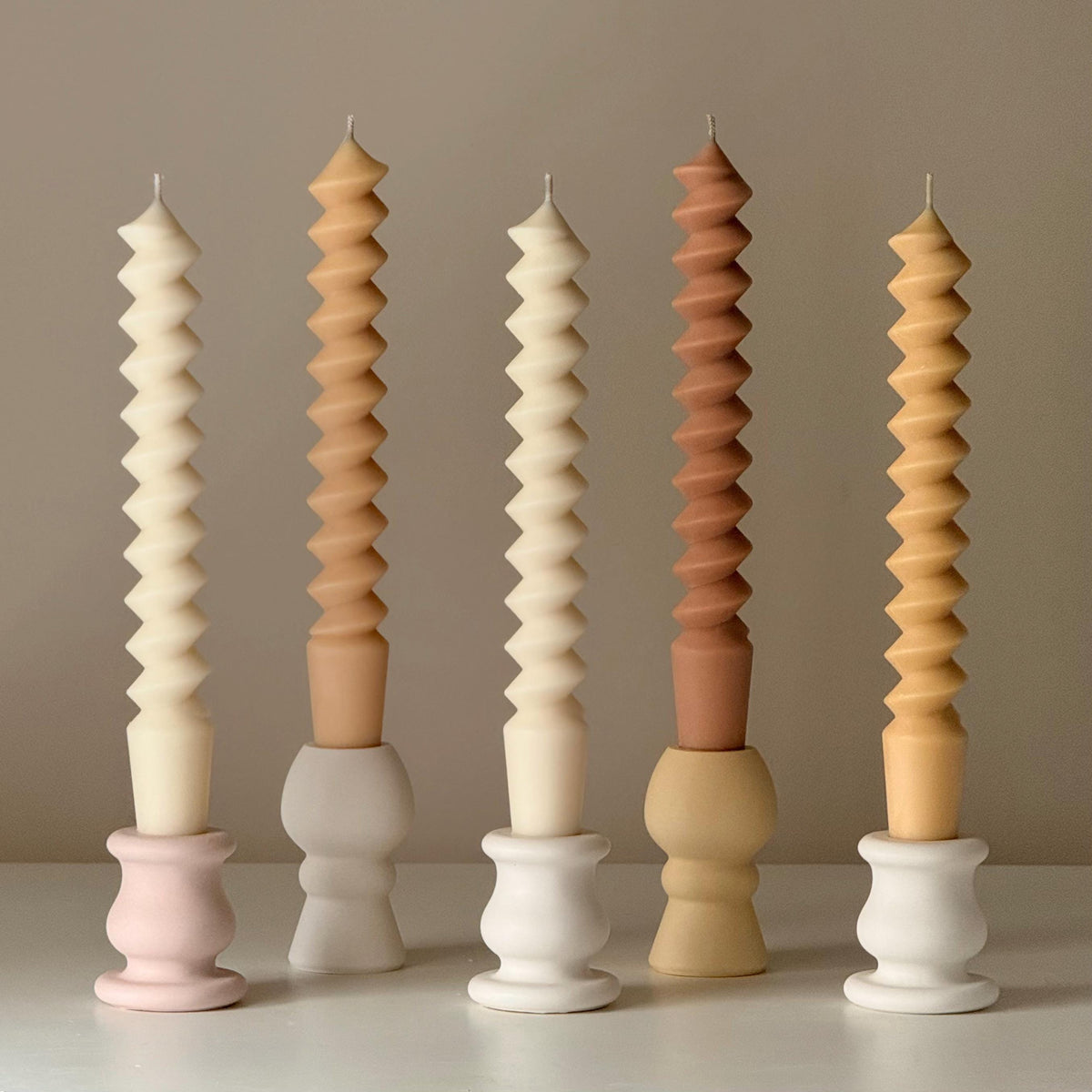 Spiral Column Taper Candle: Handmade Soy Dinner Candle-5