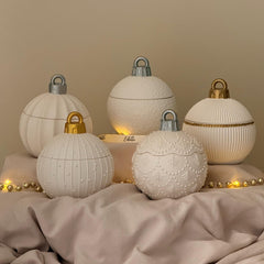 Winter Ornament Bauble Candle – Sculptural Holiday Decor, Handcrafted Soy Wax Candle-7