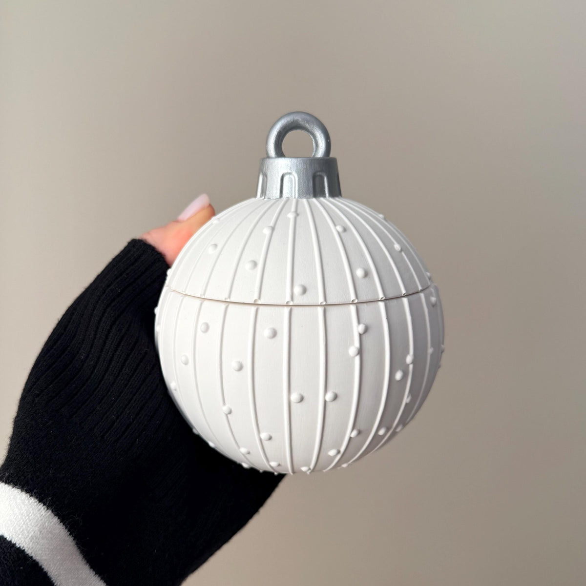 Huge Winter Ornament Bauble Candle – Sculptural Holiday Decor, Handcrafted Soy Wax Candle-5