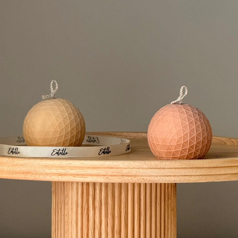 Geometric Orb Candle – Sculptural Textured Design-1