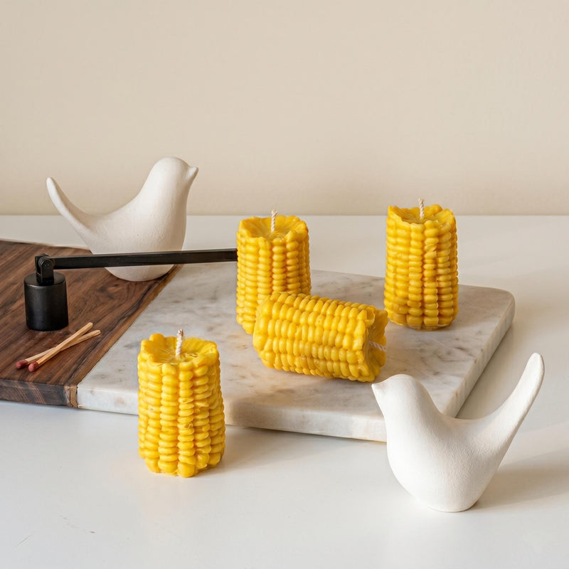 Corn Shaped Soy Candle | Vegan Pillar Candle, Minimalist Decor-1