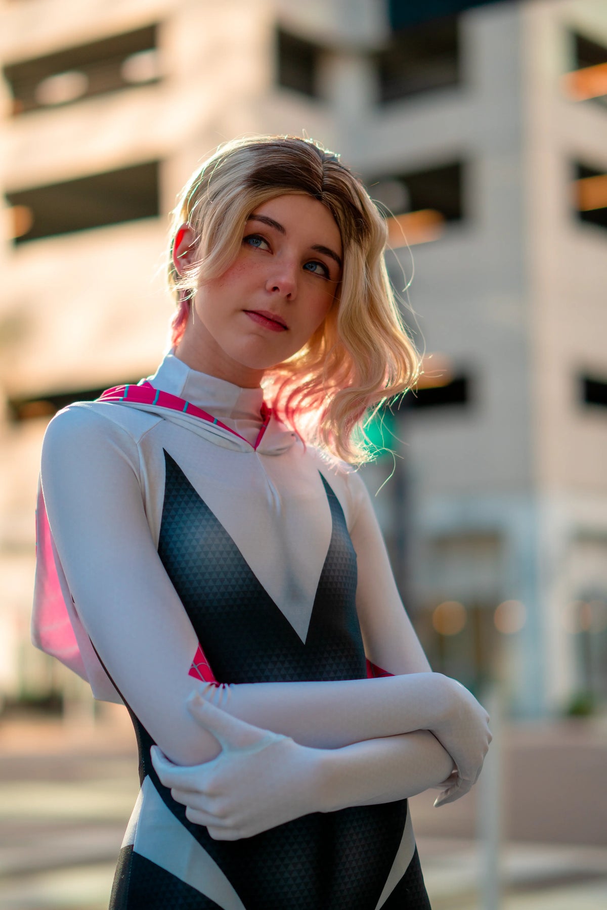 Super Hero Spider Gwen Cosplay Full Bodysuit Halloween Costume Zentai-10