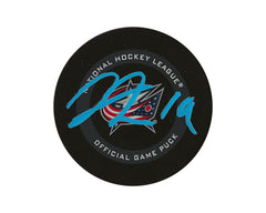 Liam Foudy Autographed Columbus Blue Jackets Official Game Puck-1