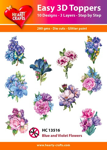 Hearty Crafts Easy 3D Toppers - Blue and Violet Flowers-1