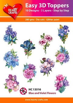 Hearty Crafts Easy 3D Toppers - Blue and Violet Flowers-1