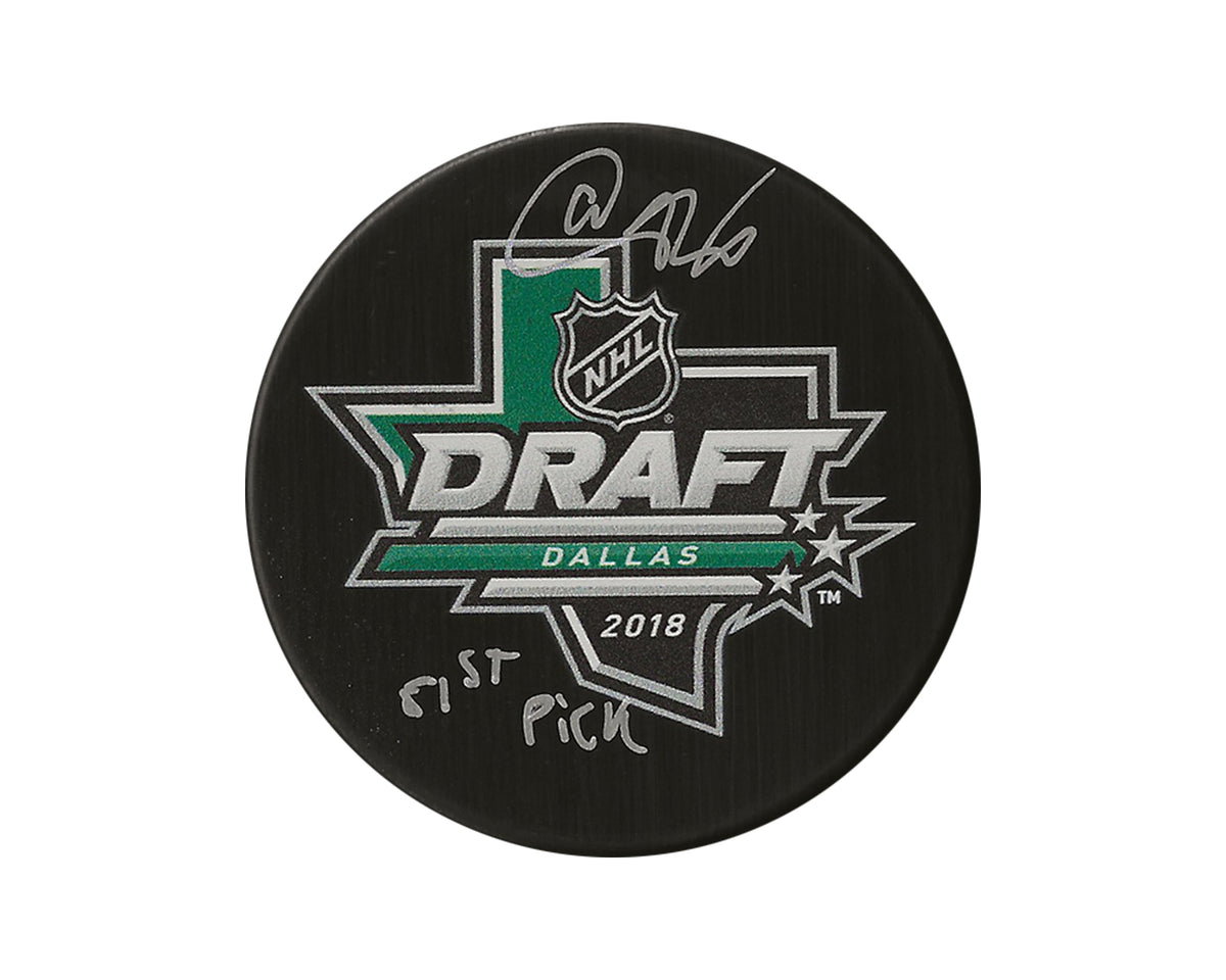 Akil Thomas Autographed 2018 NHL Draft Puck Inscribed "51st Pick"-1