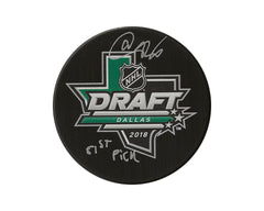 Akil Thomas Autographed 2018 NHL Draft Puck Inscribed "51st Pick"-1
