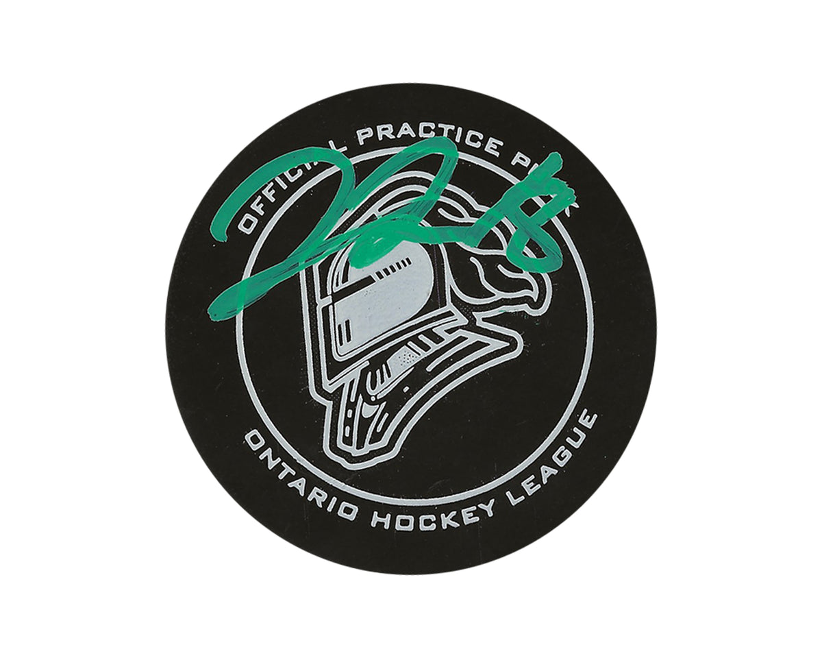 Liam Foudy Autographed London Knights Official Practice Puck-1