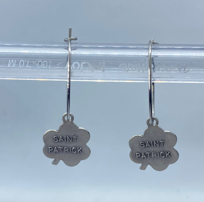 Clover Shaped St. Patrick Medal Earrings-3
