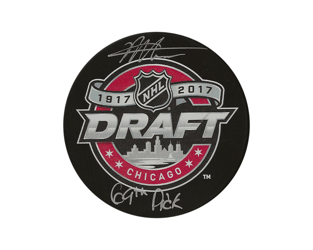 Mackenzie Entwistle Autographed 2017 NHL Draft Puck Inscribed "69th Pick"-1