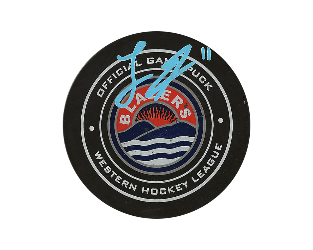 Logan Stankoven Autographed Kamloops Blazers Official Game Puck-1