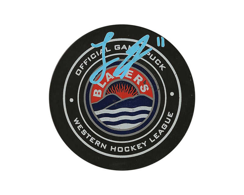 Logan Stankoven Autographed Kamloops Blazers Official Game Puck-1