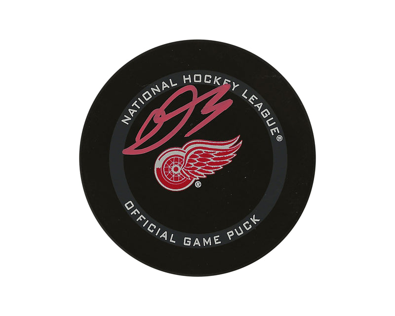 Donovan Sebrango Autographed Detroit Red Wings Official Game Puck-1