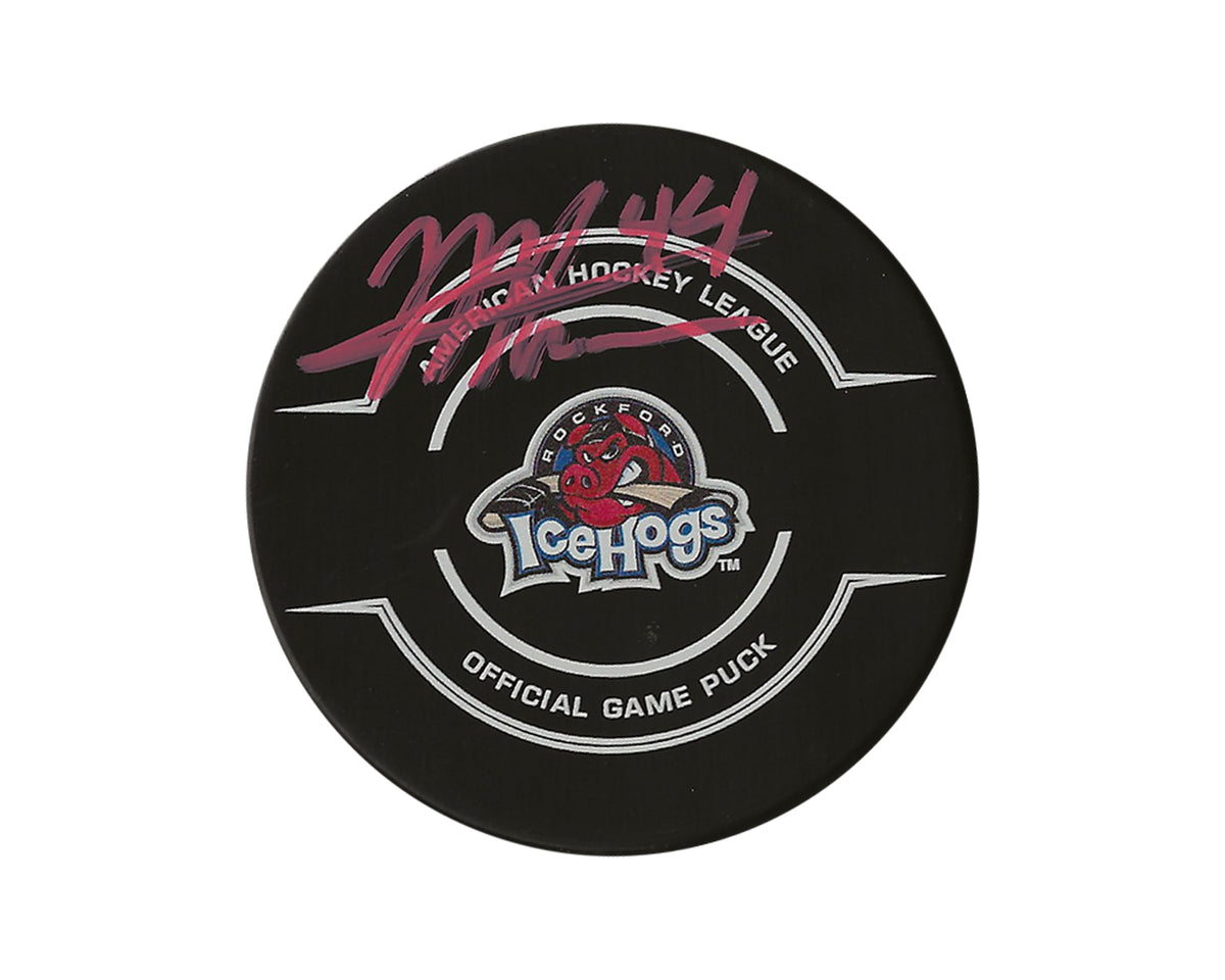 Mackenzie Entwistle Autographed Rockford Ice Hogs Official Game Puck-1