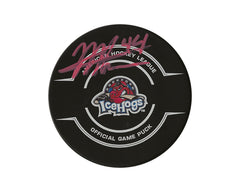 Mackenzie Entwistle Autographed Rockford Ice Hogs Official Game Puck-1