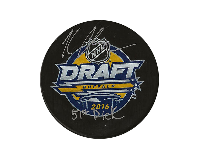 Kale Clague Autographed 2016 NHL Draft Puck Inscribed "51st Pick"-1