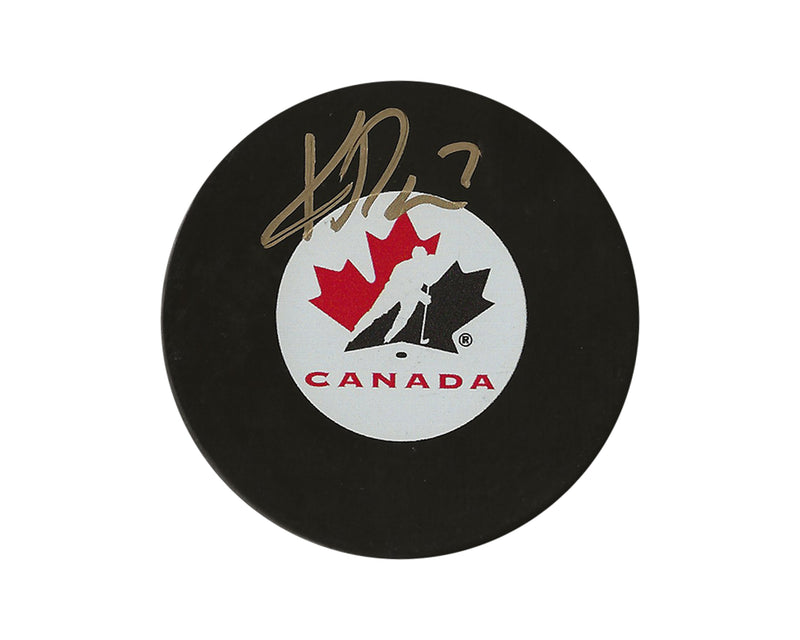 Kirby Dach Autographed Team Canada Autograph Model Puck-1