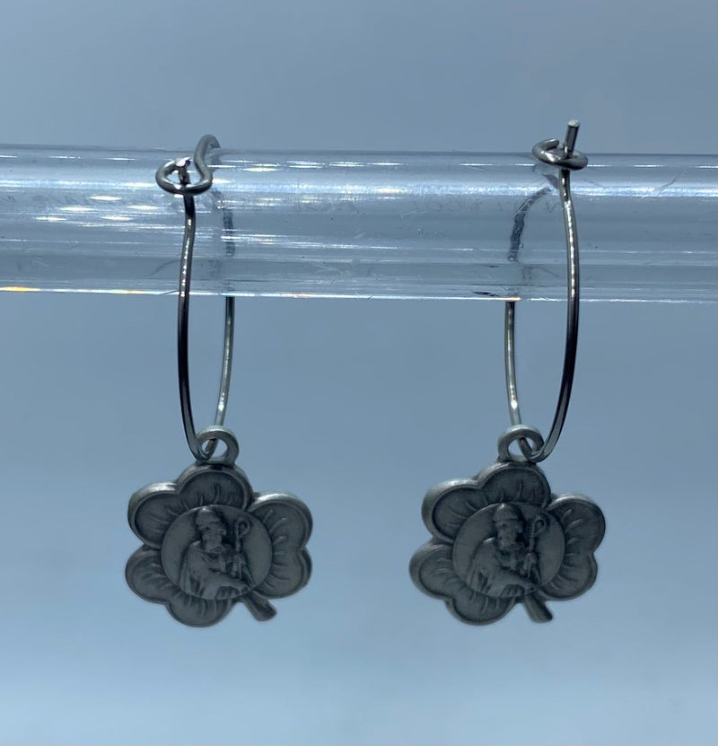 Clover Shaped St. Patrick Medal Earrings-2