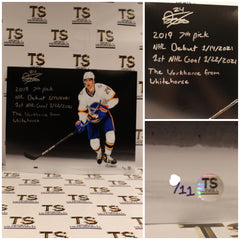 Foto de 16x20 de Dylan Cozens autografiada por los Buffalo Sabres, edición limitada de 11, con múltiples inscripciones-1