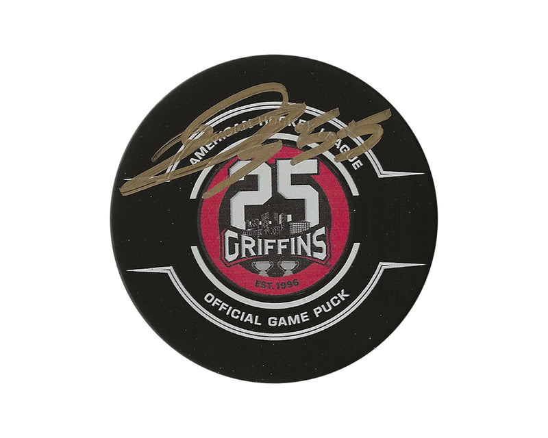 Donovan Sebrango Autographed Grand Rapids Griffins Official Game Puck-1